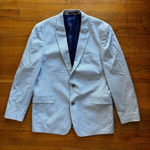 Tommy Hilfiger Mens Blue Stripe Seersucker Blazer Suit‎ Jacket Sport Coat 44L
